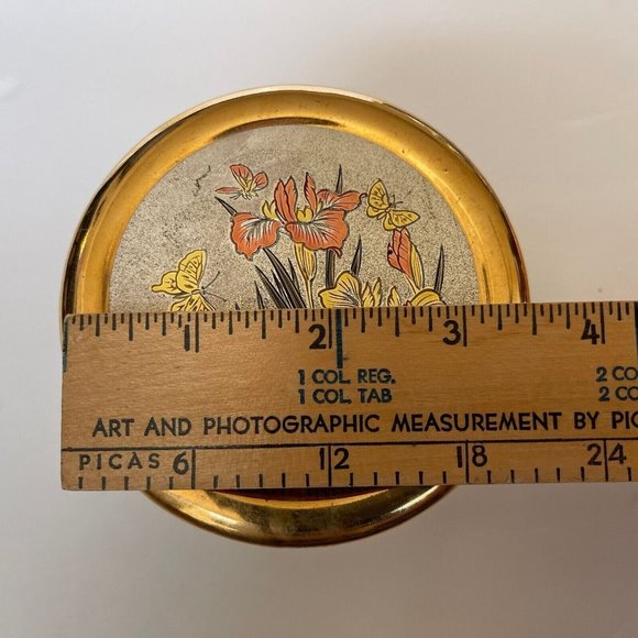 The Art Of Chokin Decorative Trinket Box 24K Gold Edge Butterfly & Iris Flowers - Picture 5 of 12